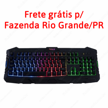 Teclado Gamer Tedge QWERTY Português Brasil Cor Preto Com Luz RGB Rainbow